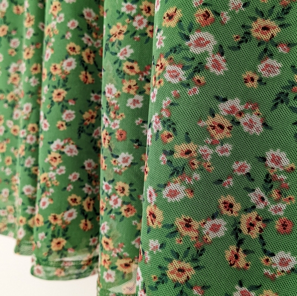 🔴SOLD🔴Vintage French Green Floral Print Mini Dress Size L - Picture 4 of 15